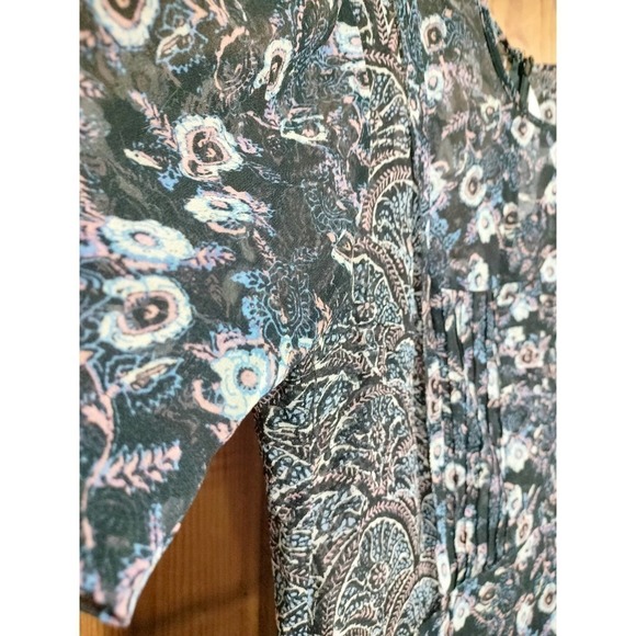 Veronica Beard 100% Silk floral sheer blouse asymmetrical hem woman size 4 - Picture 16 of 16